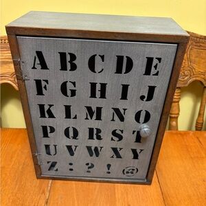 Lightweight Metal, Gray Alphabet Wall Cabinet with hooks